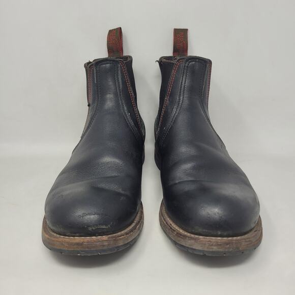 VTG Red Wing Shoes Boots 10.5D Black Leather Chelsea Rancher Workwear USA Ankle - Picture 3 of 13